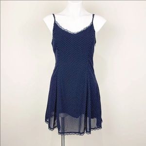 Lucca Couture Navy Blue Polka Dot Dress Lace UO M